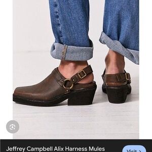 Jeffrey Campbell Black Alix Harness Mules with Adjustable Heel Strap